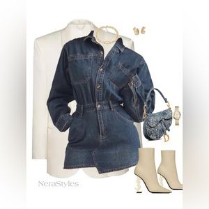 One of a kind denim dress with asymmetrical bottom